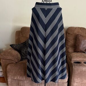 Navy and White Chevron Women's Maxi Skirt